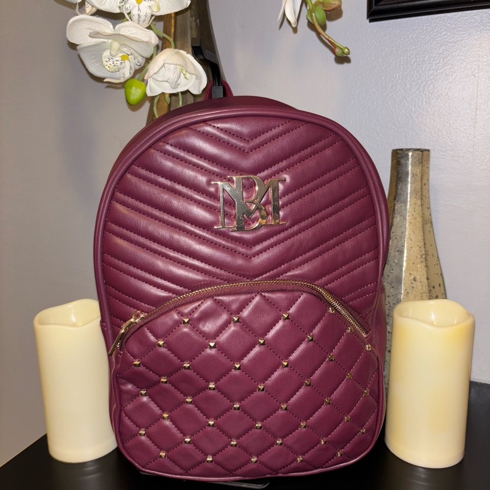 Badgley Mischka -Burgundy Quilted Backpack